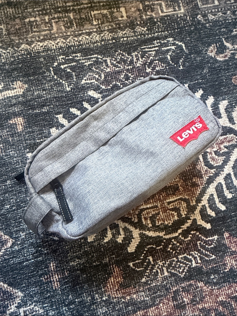 Levi's Gray Men's Toiletry Dopp Kit with Red Logo